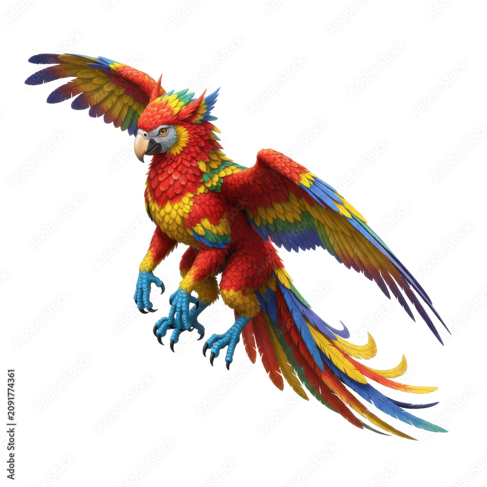 Fototapeta premium Colorful Fantasy Creature with Parrot and Eagle Features
