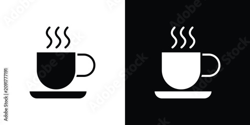 Hot coffee cup icon filled pictogram set. EPS10