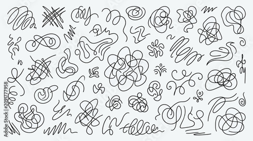 Abstract black line doodles on a white background