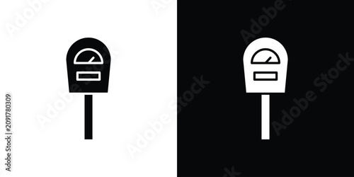 Quadro su tela Parking meter icon filled pictogram set. EPS10