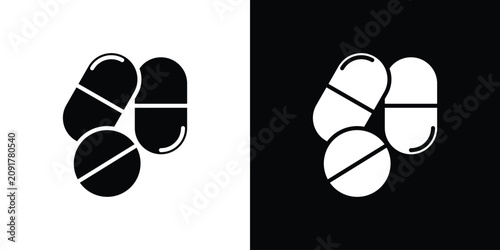 Painkiller pills icon filled pictogram set. EPS10