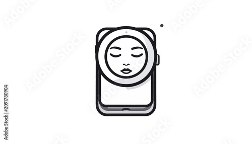 Принти на полотні Sleeping Face on Phone Device.