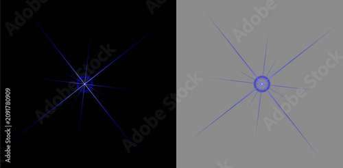 Blue Lens Flare Star Light Effect with Radiant Glow and Cinematic Spark, Transparent Background PNG