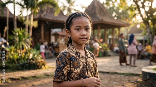 Portrait of a young Indonesian girl in traditional dress.