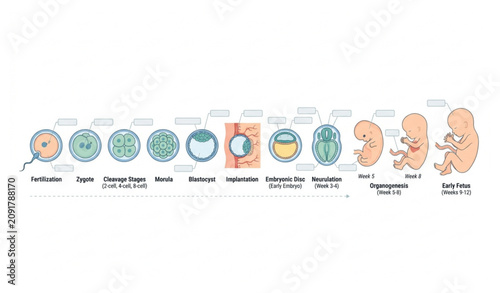 Foto Human embryonic development stages medical vector illustration