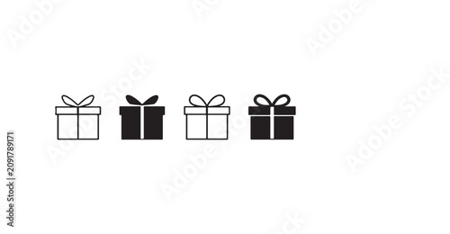 Gift Box Silhouettes With Ribbons And Bows Black And White Silhouette