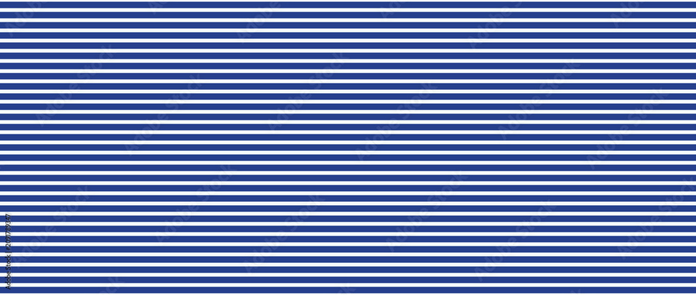 Obraz premium Blue and white striped wallpaper. Horizontal sailor lines, bands, strokes create seamless nautical texture with paint effect. Marine uniform design, backdrop template. Vector Illustration. Eps10