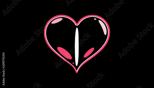 Heart shaped balloon on black background 
