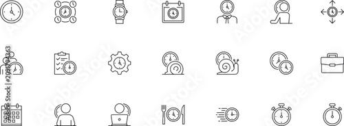 Time management and productivity icons