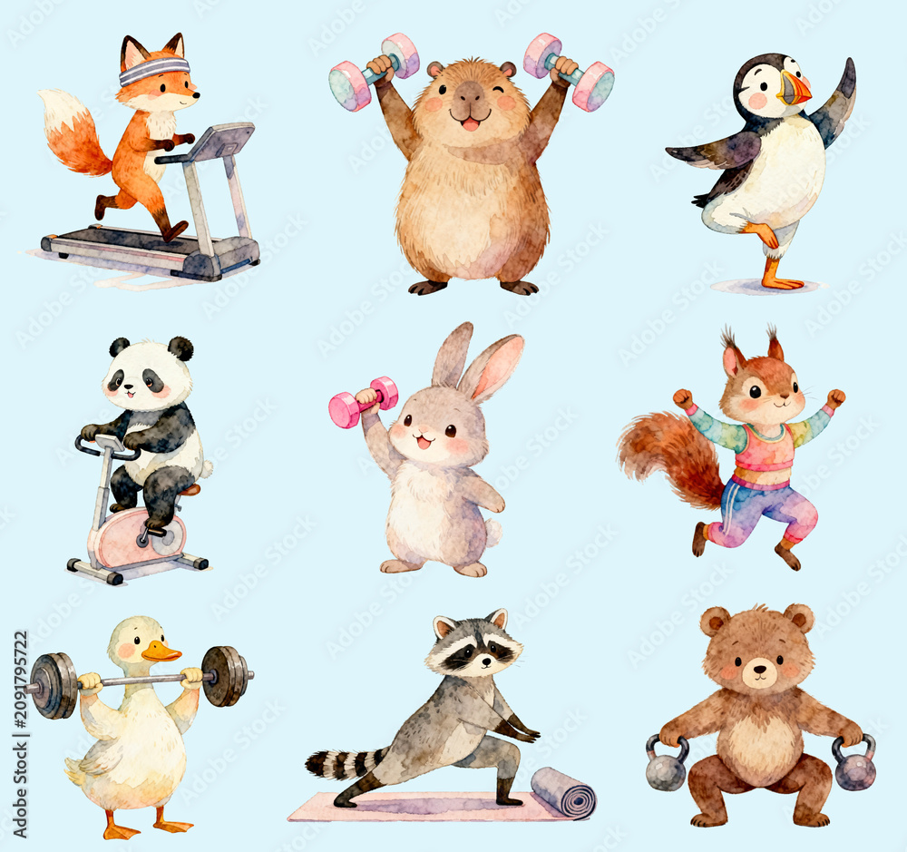 Naklejka premium set of funny animals
