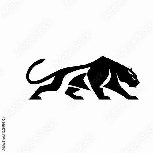 Canvas Print Black Panther Silhouette Logo Design.