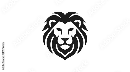 Tablou pe pânză Stylized Lion Head Silhouette Graphic Design.