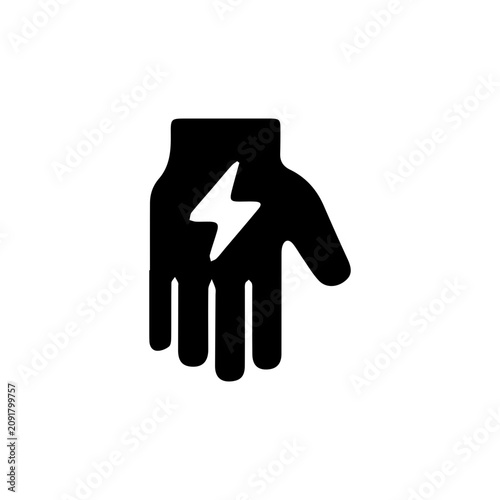 Bild auf Leinwand Electricity and power saving hand icon, flat isolated vector illustration