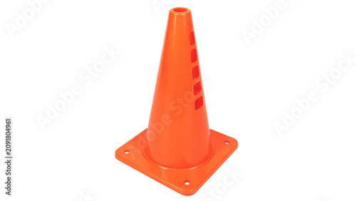 Tableau sur toile Orange plastic construction safety temporary roadblock barrier isolated on a tra