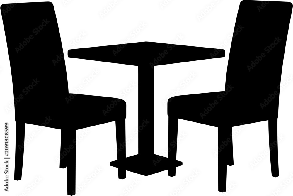 Fototapeta premium Table and Chair Silhouette Vector Illustration , Animal Silhouette Vector , Transparent Background