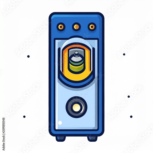 Blue smartphone with yellow smiley face icons on screen.