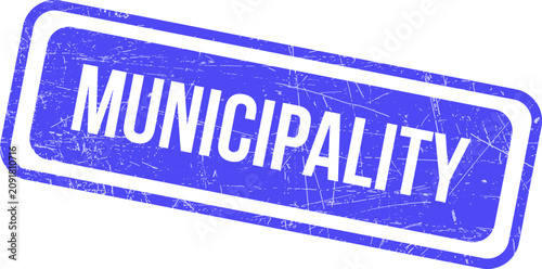 Cuadro en lienzo Blue grunge rubber stamp with the word municipality on white