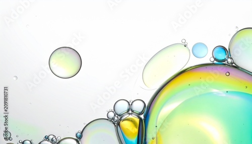 Abstract watercolor painting with colorful brush strokes and bubbles.