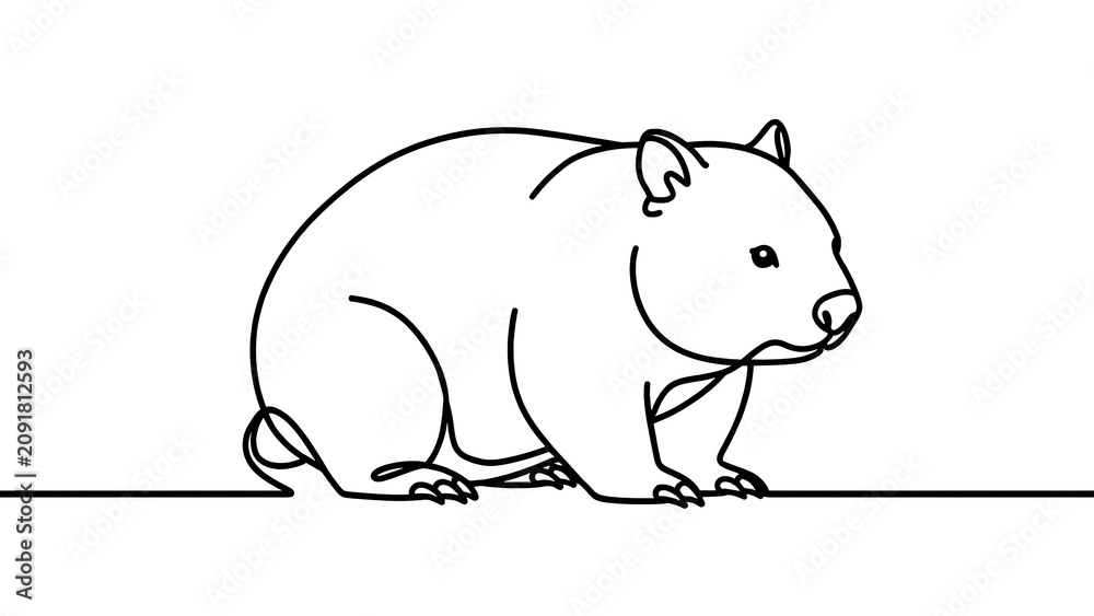 Fototapeta premium Cute wombat illustration on white background.