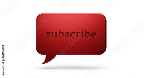 Red 3D speech bubble with embossed word 