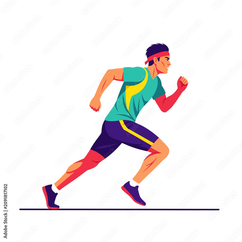 Fototapeta premium Dynamic male athlete running fast in sportswear vector design
