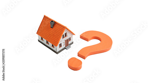 Fotografie Small miniature wooden country house building mockup isolated on a transparent b