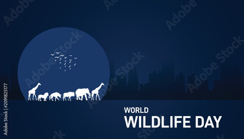 Canvas Print World Wildlife Day concept poster, banner, social media post, postcard, backgrou