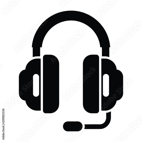 Bild auf Leinwand Black headset with microphone on white background