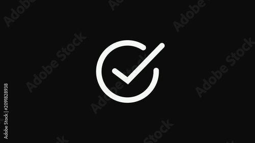 Minimalist animated checkmark on black background, for ui ux, and success confirmation, tick validation