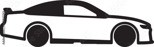 Black car silhouette, side view, vector icon, automotive shape, modern design
