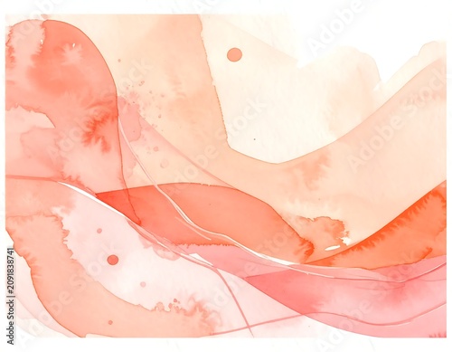 Soft Coral Abstract Fluid Shapes Layered on White Background
