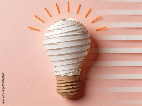 Paper light bulb with orange rays