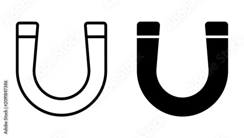 Konstfotografi Two horseshoe magnets, one outlined and one solid black, represent magnetic force and attraction