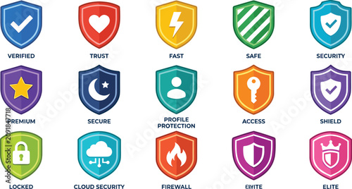Security icons display various shield symbols for safe access and protection online