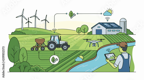 Modern farm utilizes renewable energy drones and technology