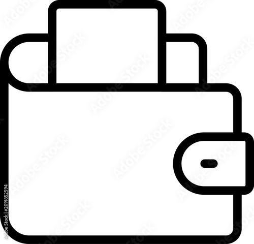 Minimalist Wallet Icon Line Art Representation for Financial Transactions and Digital Banking User Interface Design