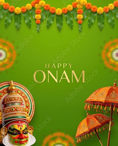 Happy onam greeting card illustration.