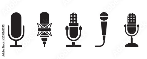 фотографія Professional microphone set including studio condenser and dynamic models for audio production needs