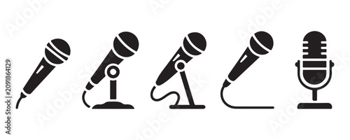 Tableau sur toile Adjustable microphone stand collection featuring dynamic hand held models for live stage performances