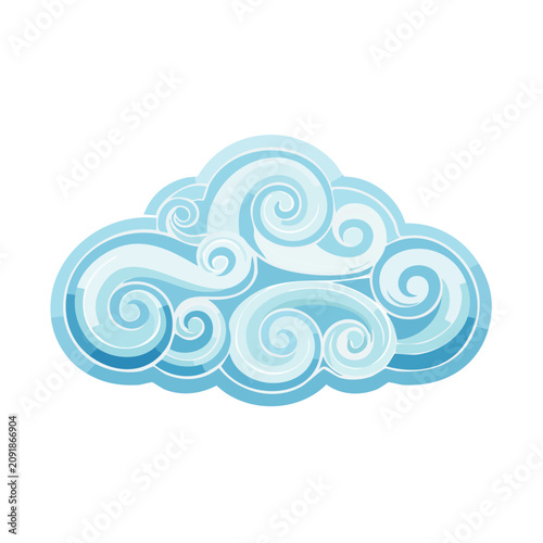 Swirling Cloud with Wave Patterns Vector Illustration