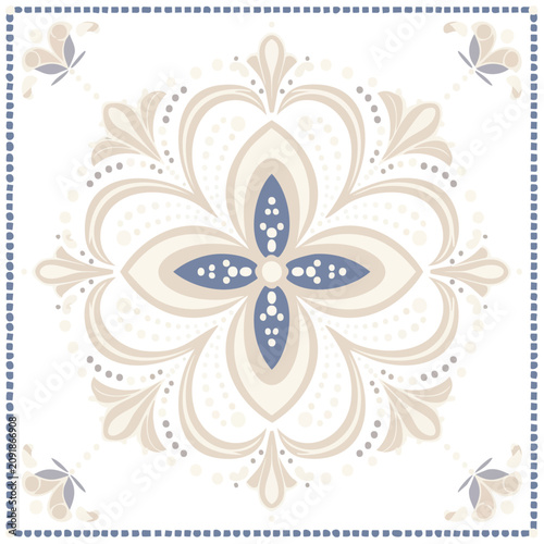 Symmetrical Floral Ornament Vector Pattern