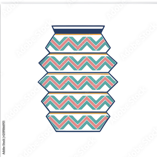 Zigzag Patterned Vase Folk Art SVG Clipart