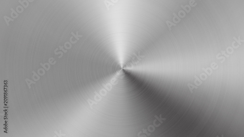 Tablou pe pânză Brushed metal texture background with circular stainless steel pattern, clean industrial surface for technology, product mockups and modern design