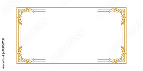 Elegant Horizontal Gold Frame Border Vector - Luxury Ornate Corner Frame for Certificate and Award