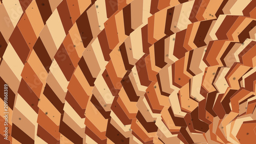 фотографія Abstract geometric pattern with repeating layered rhomboid shapes in shades of warm brown tones