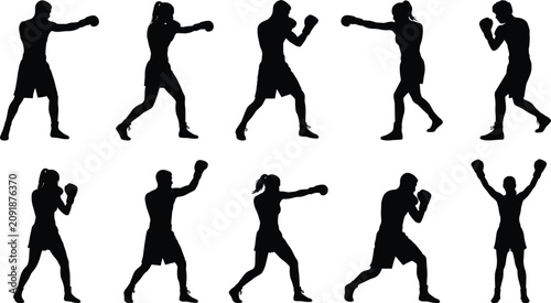 Φωτογραφία People are engaged in Sports activity with various boxing moves.