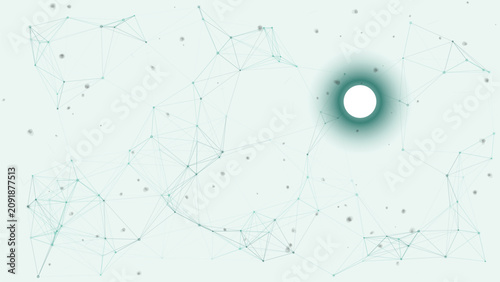 Cuadro en lienzo Geometric network connection background with thin lines and glowing light source node effect