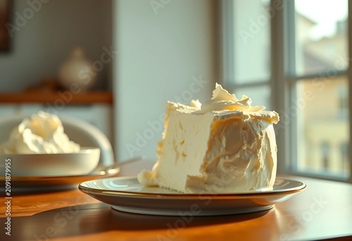 Cream cheese on plate in na...