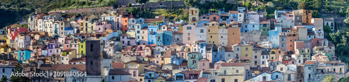 Quadro su tela colorful picturesque traditional buildings, Bosa, Oristano, Italy