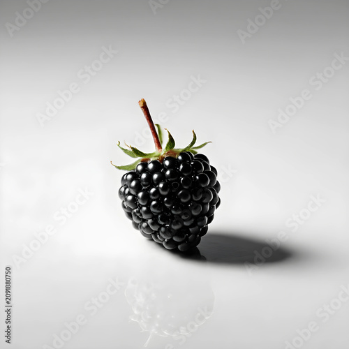Single blackberry on white ...